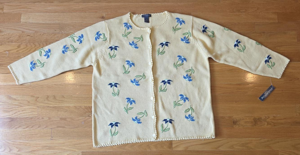 Pandemonium Woman 2X NWT Floral Embroidered Cotton Cardigan Cottagecore Y2K